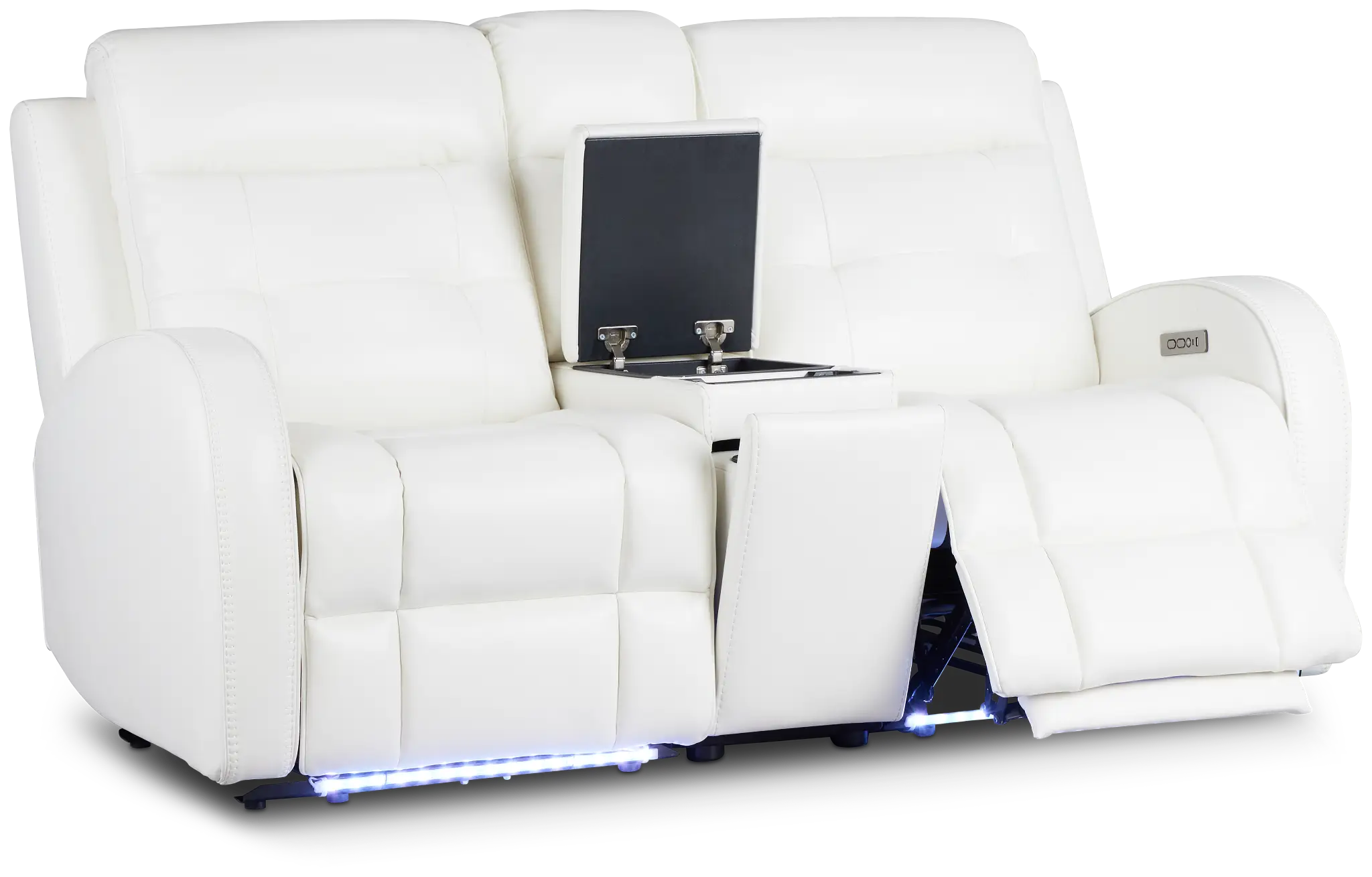 Omega White Micro Power Reclining Console Loveseat Omega White Micro Power Reclining Console Loveseat