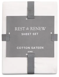 Rest & Renew Cotton Sateen White 300 Thread Sheet Set
