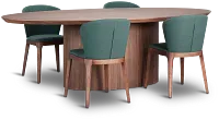 Nomad Mid Tone 94" Oval Table & 4 Dark Green Chairs W/ Mid-tone Legs