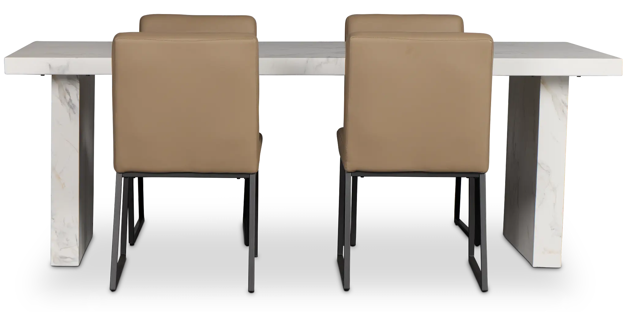 Viscaya White Table & 4 Light Taupe Upholstered Chairs Viscaya White Table & 4 Light Taupe Upholstered Chairs