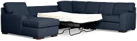 Sinclair Dark Blue Fabric Left Chaise Innerspring Sleeper Sectional