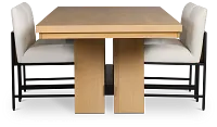 Highland Light Tone Rect Table & 4 Upholstered Chairs