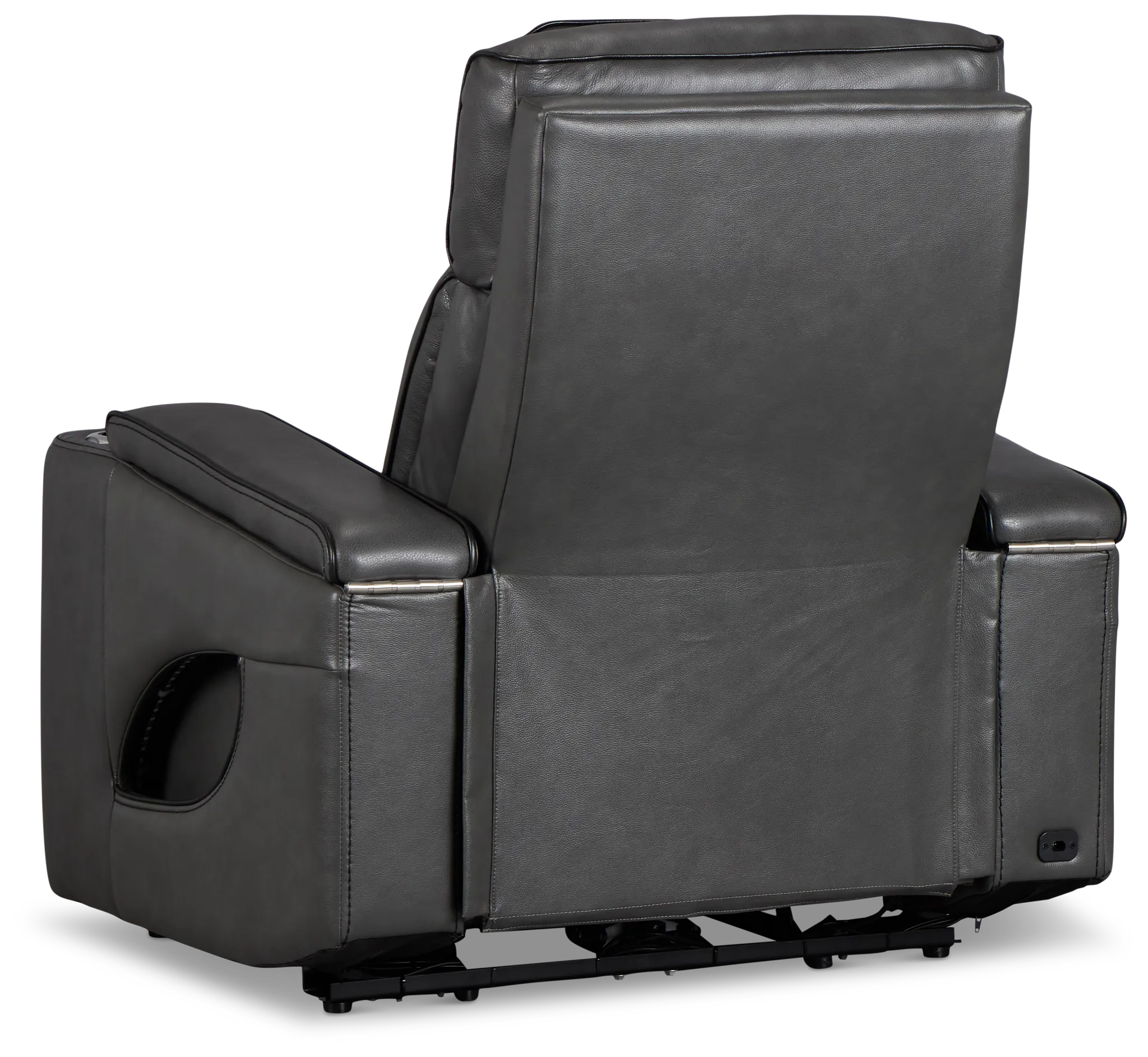 Nova Dark Gray Lthr/vinyl Power Recliner W/ Massage