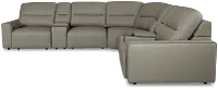 Rudy Gray Lthr/vinyl Large Dual Power 2 Arm Extension Chaise Sectional