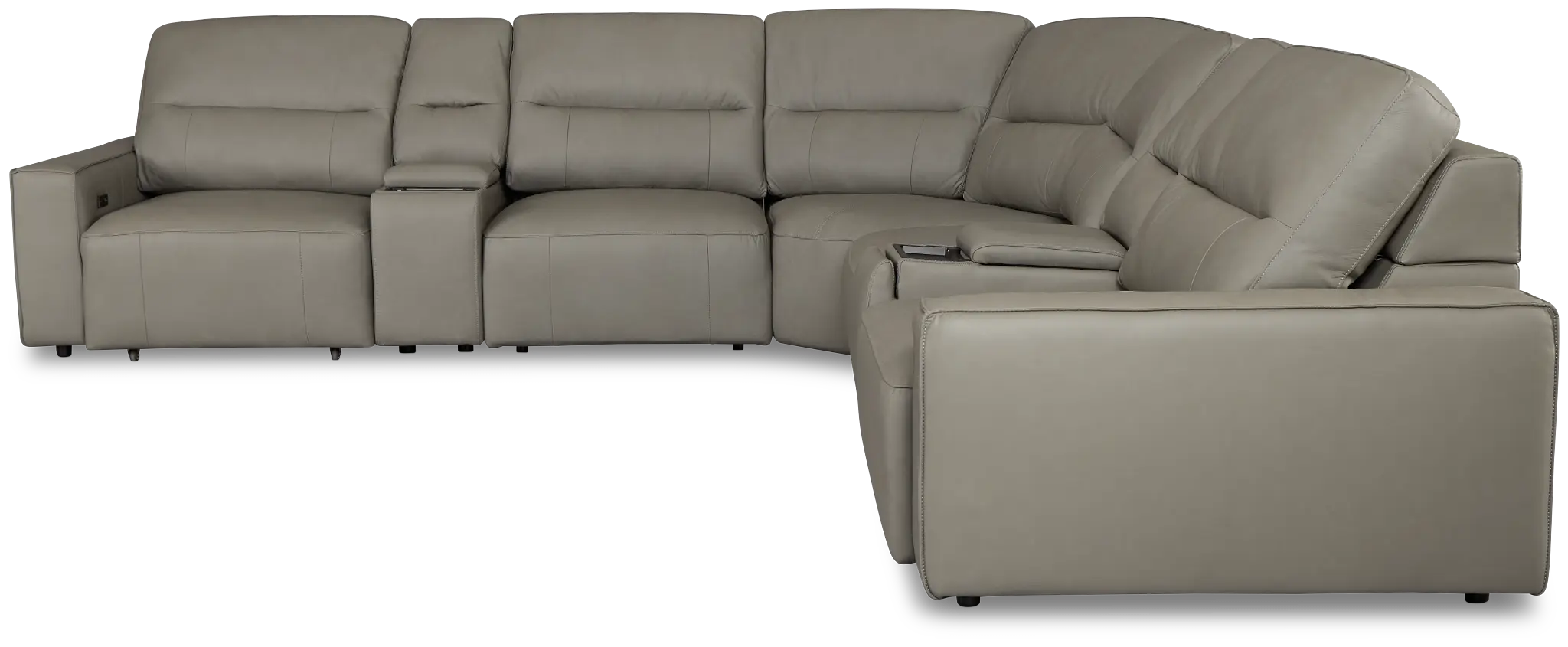 Rudy Gray Lthr/vinyl Large Dual Power 2 Arm Extension Chaise Sectional Rudy Gray Lthr/vinyl Large Dual Power 2 Arm Extension Chaise Sectional