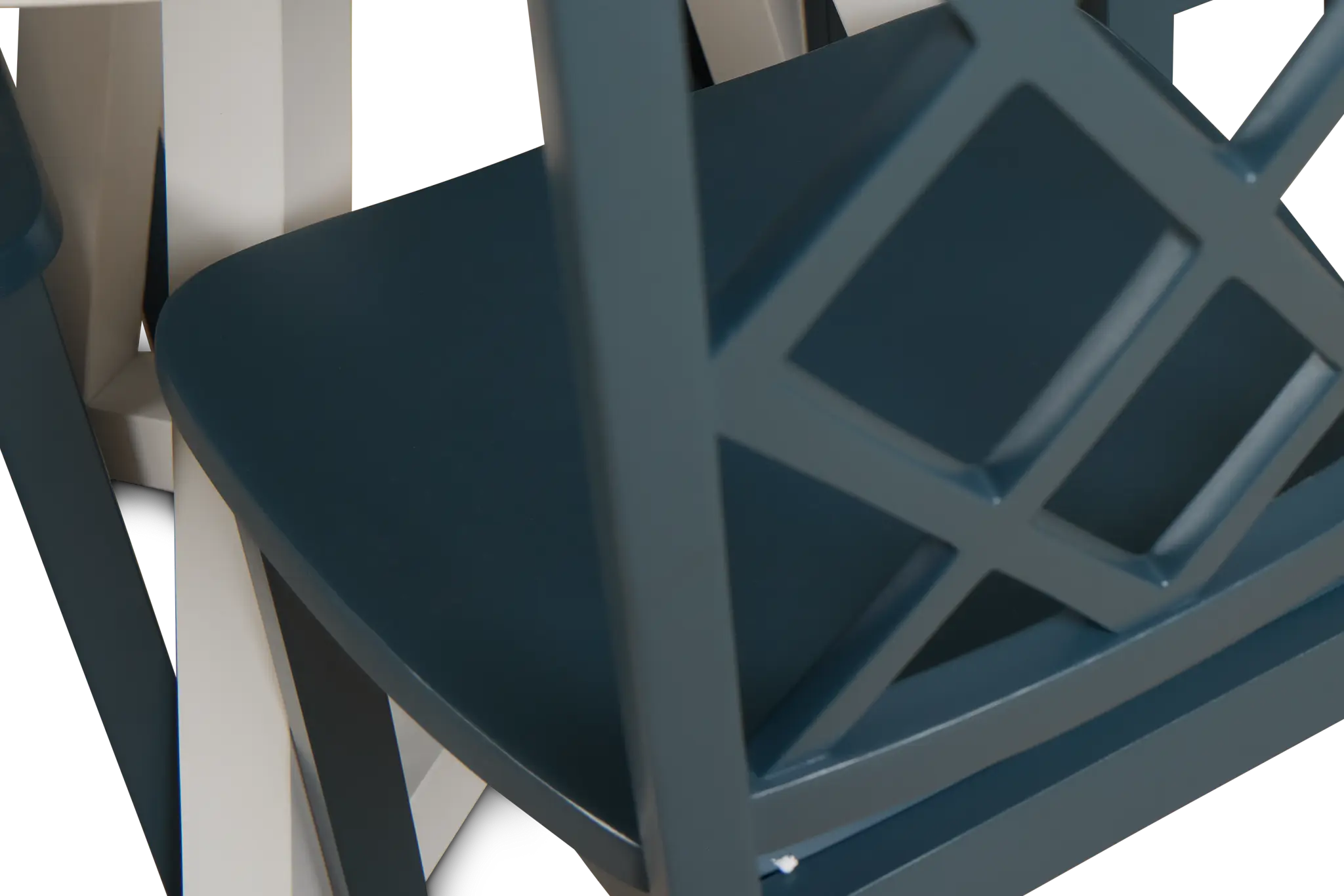 Edgartown White Round Table & 4 Navy Wood Chairs Edgartown White Round Table & 4 Navy Wood Chairs