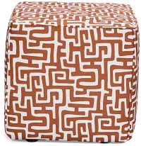 Enid Dark Orange Fabric Accent Pouf