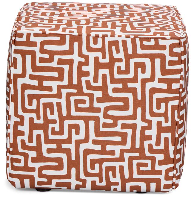 Enid Dark Orange Fabric Accent Pouf