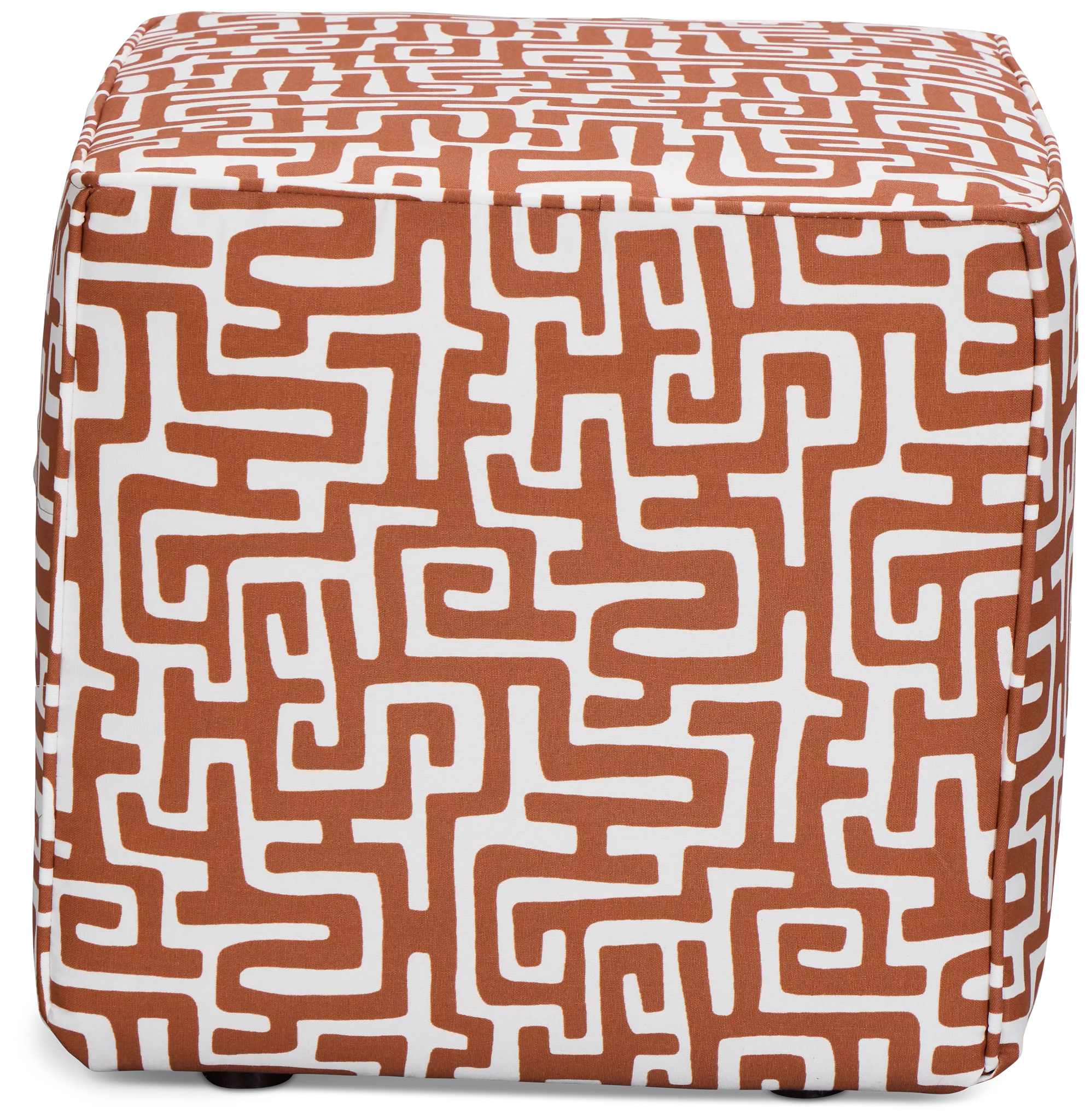 Enid Dark Orange Fabric Accent Pouf