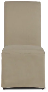Destination Beige Long Slipcover Chair With Dark-tone Leg