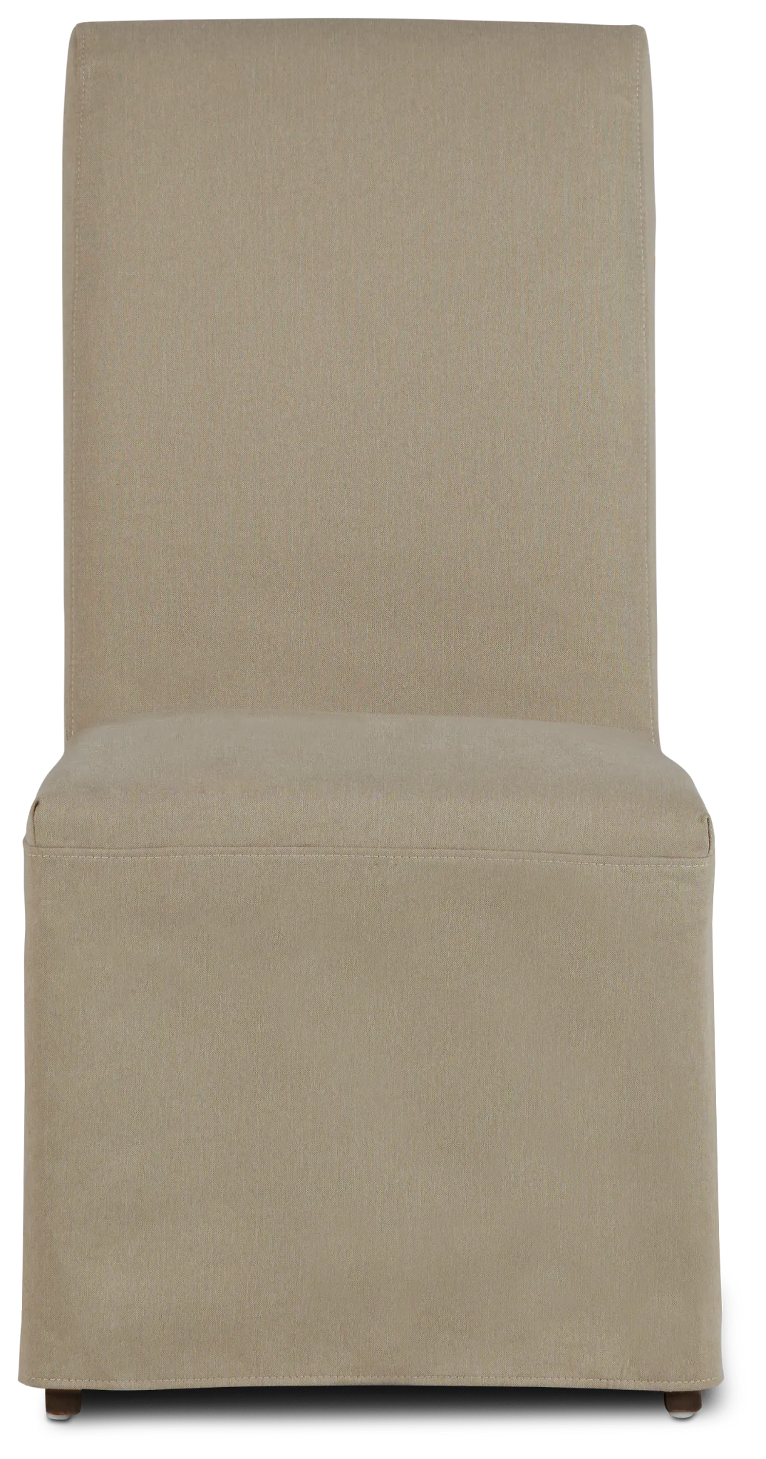 Destination Beige Long Slipcover Chair With Dark-tone Leg
