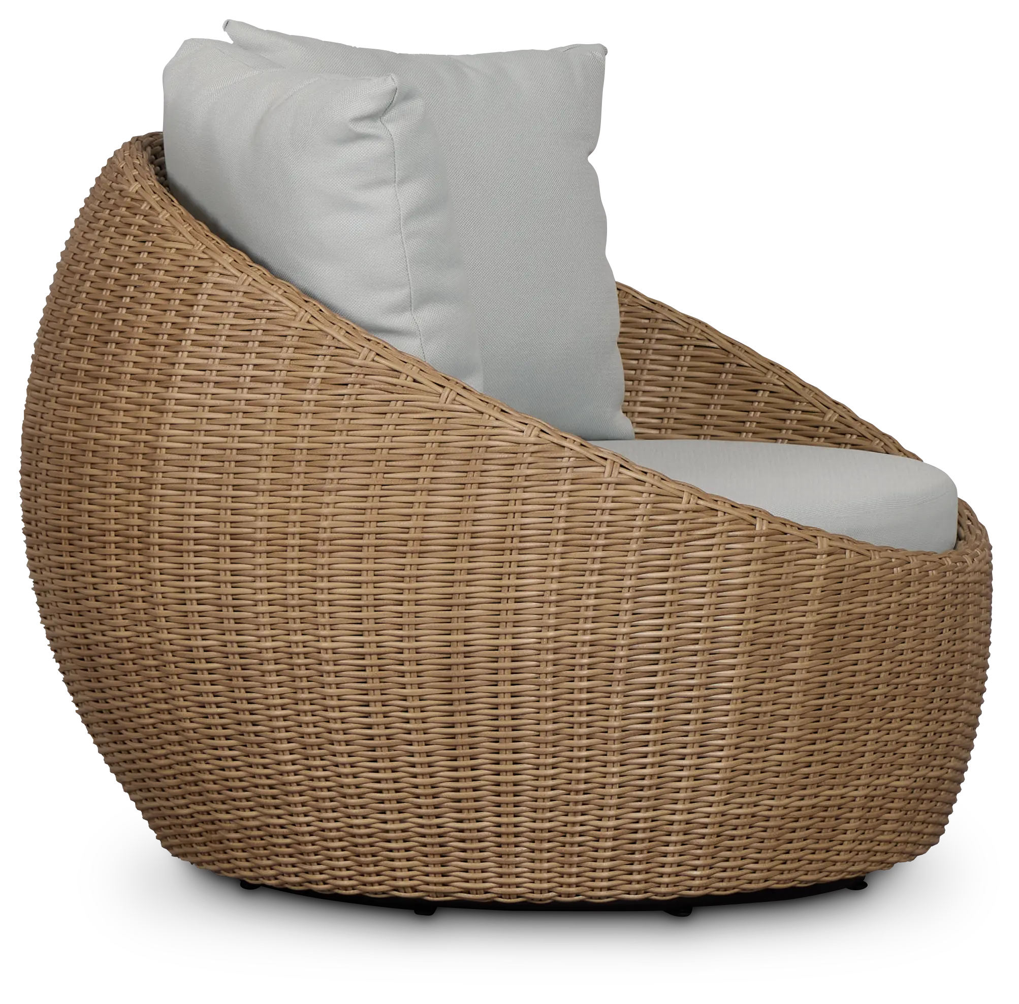 Montecito Light Tone Curved Swivel Chair With Light Blue Cushions Montecito Light Tone Curved Swivel Chair With Light Blue Cushions