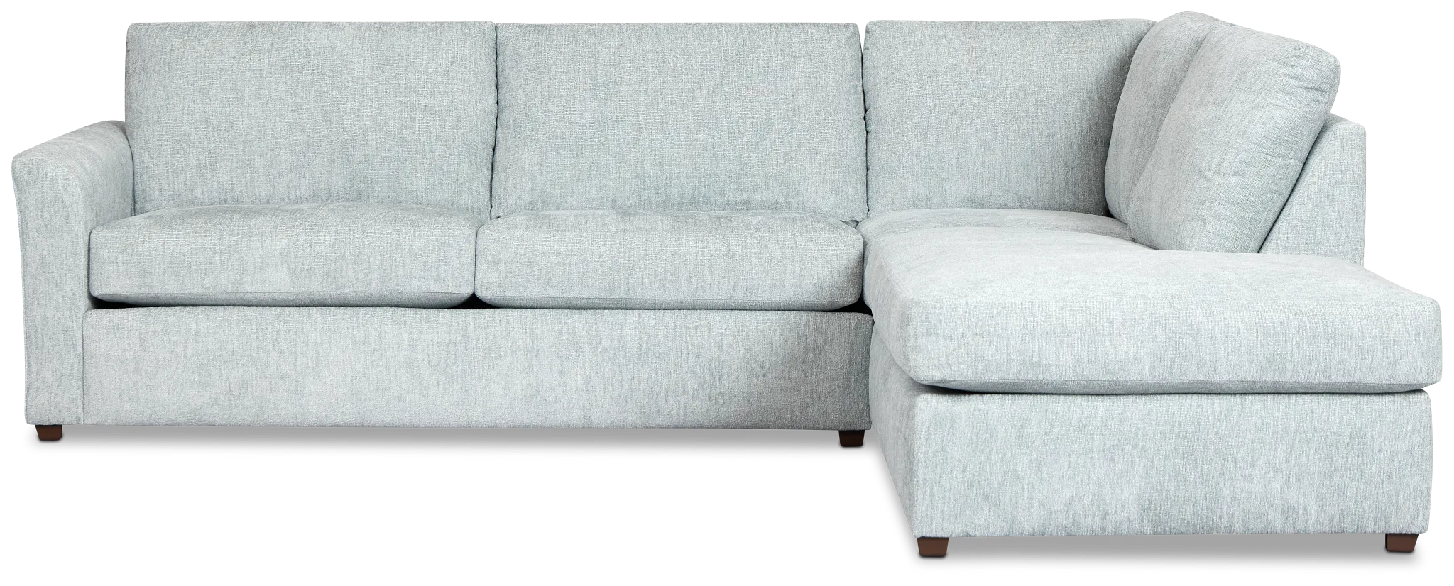 Shore Light Blue Fabric Right Bumper Sectional