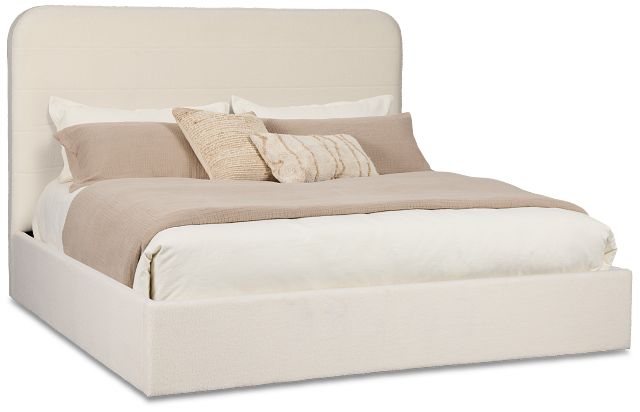 Lyndie Beige Upholstered Platform Bed