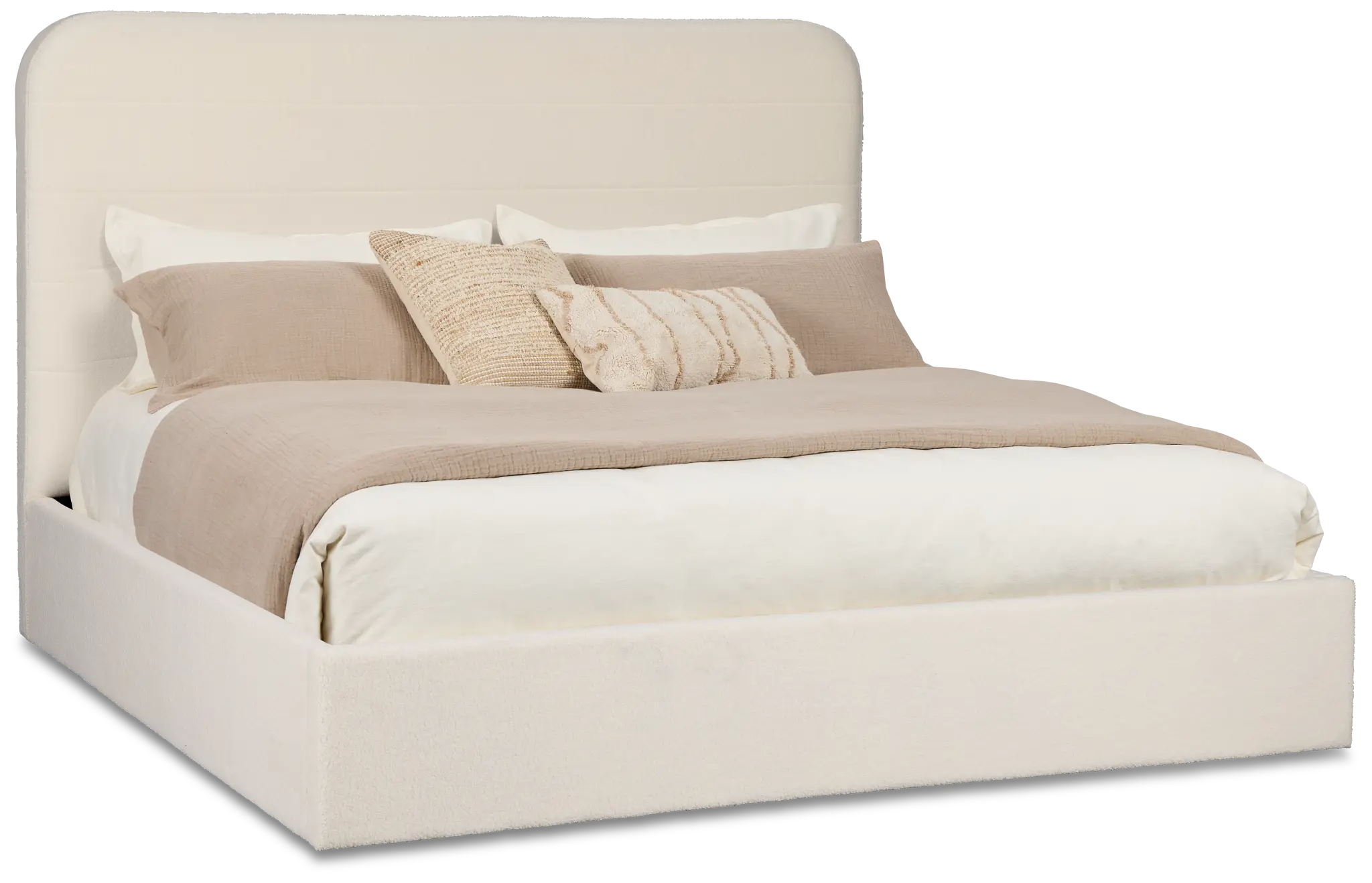 Lyndie Beige Upholstered Platform Bed Lyndie Beige Upholstered Platform Bed