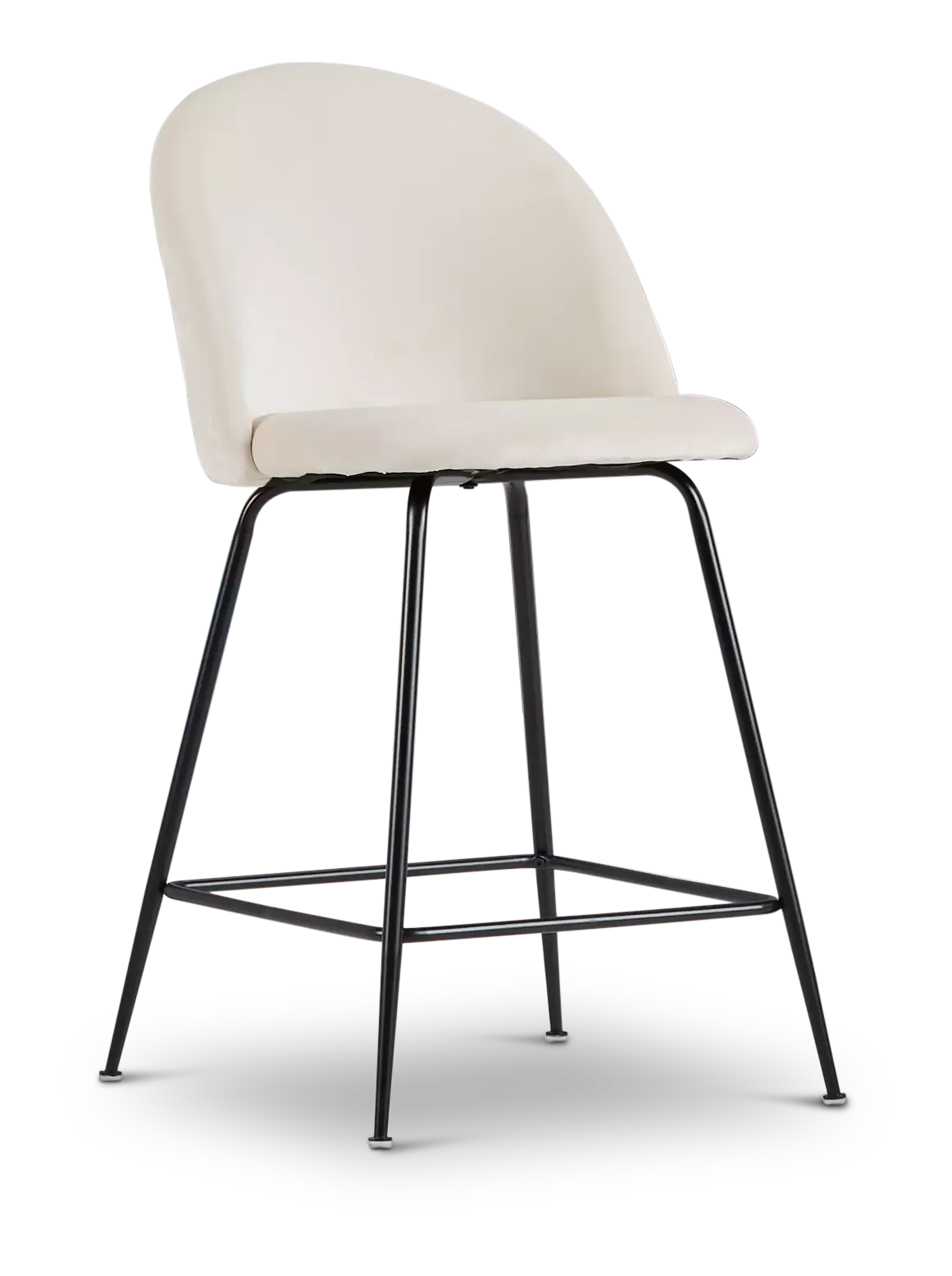 Capri Ivoryvelvet Upholstered 24" Barstools W/black Legs