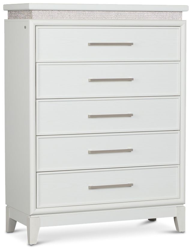 Alessandria White Lighted Drawer Chest