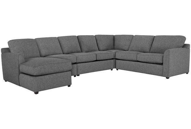 Asheville Gray Fabric Large Left Chaise Sectional