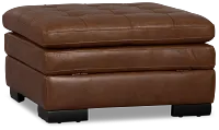 Braden Medium Brown Leather Storage Ottoman