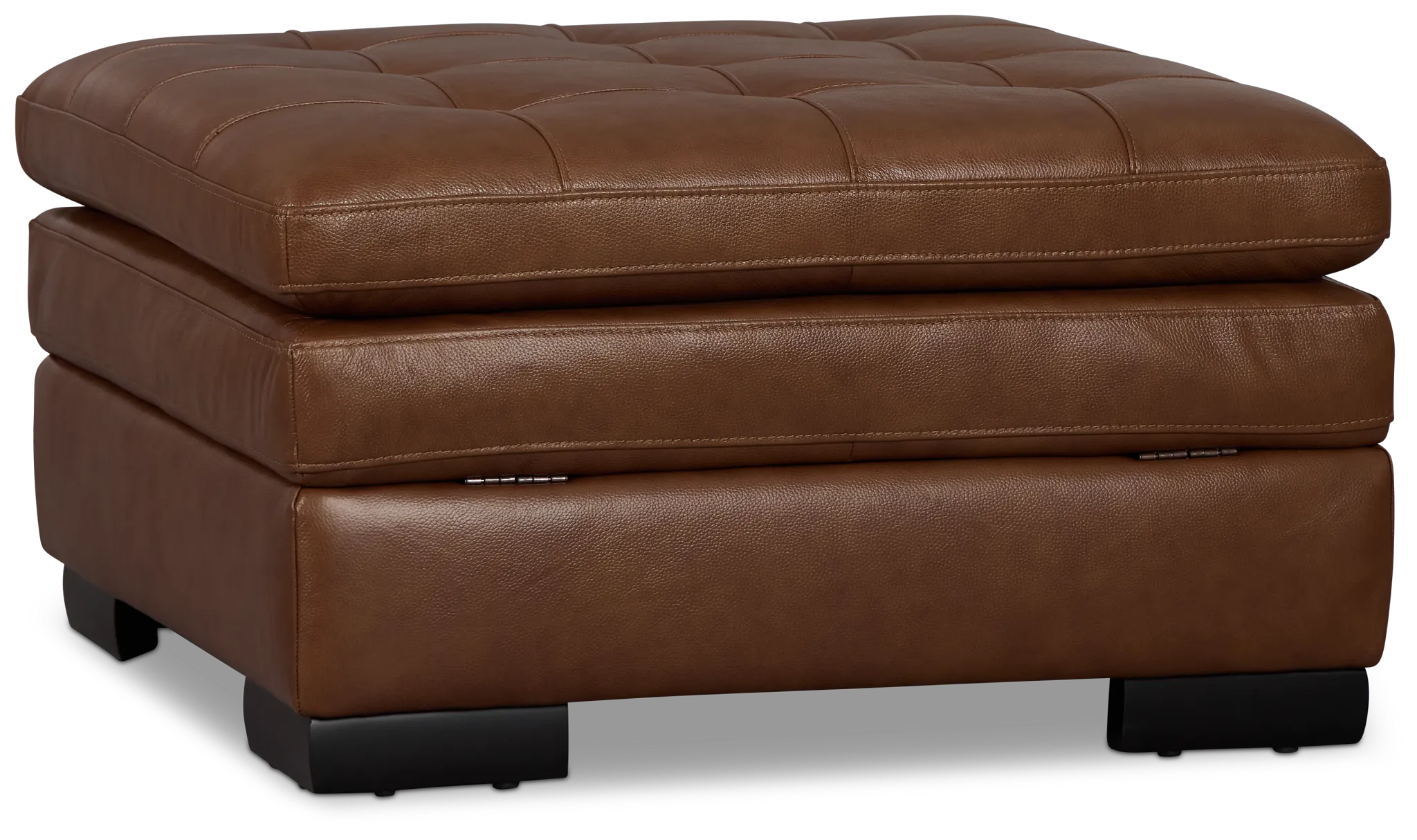 Braden Medium Brown Leather Storage Ottoman