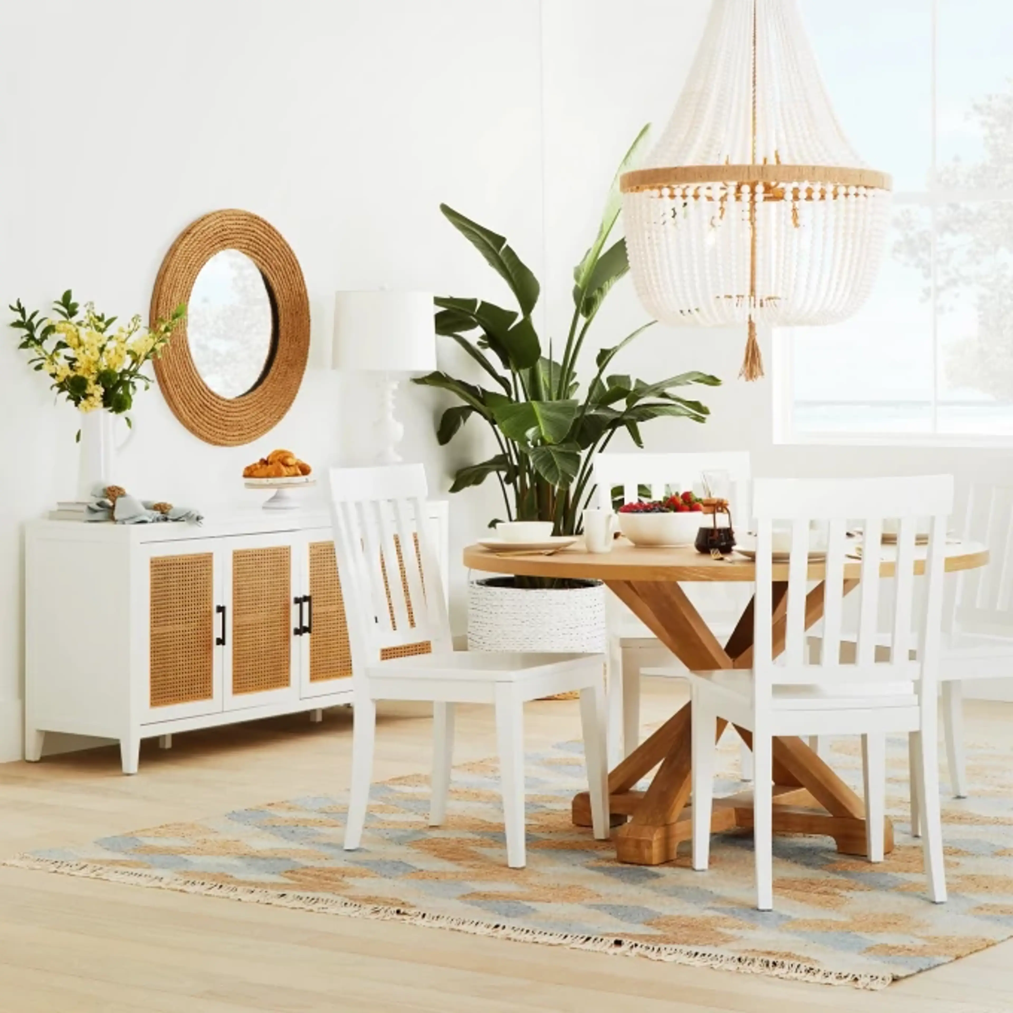 Light Tone Round Table & 4 Chairs