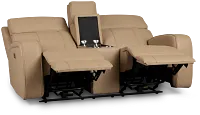 Rhett Taupe Micro Power Reclining Console Loveseat