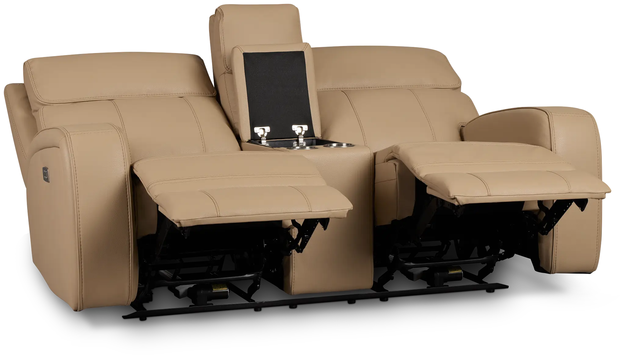 Rhett Taupe Micro Power Reclining Console Loveseat Rhett Taupe Micro Power Reclining Console Loveseat
