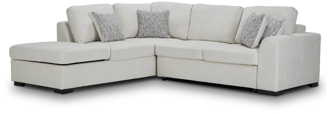 Blakely White Fabric Small Left Bumper Sleeper Sectional