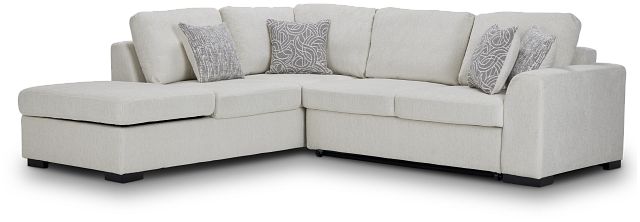 Blakely White Fabric Small Left Bumper Sleeper Sectional