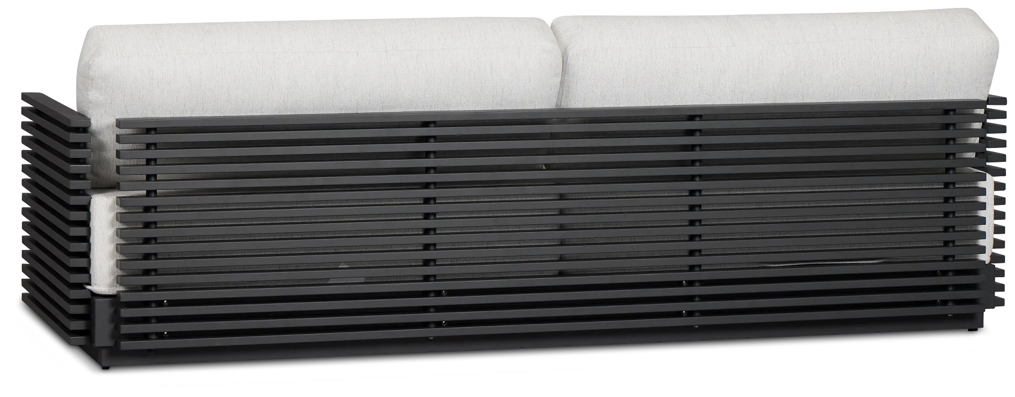 Monterey Black Aluminum Sofa With Light Gray Cushions