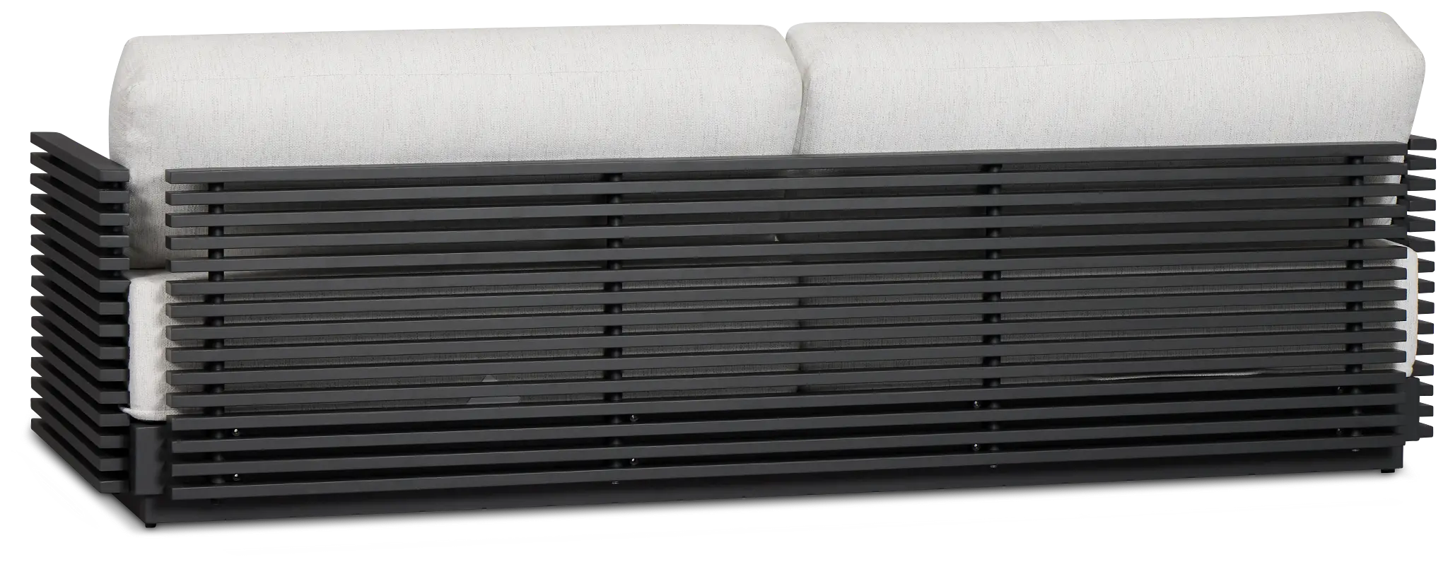 Monterey Black Aluminum Sofa With Light Gray Cushions Monterey Black Aluminum Sofa With Light Gray Cushions