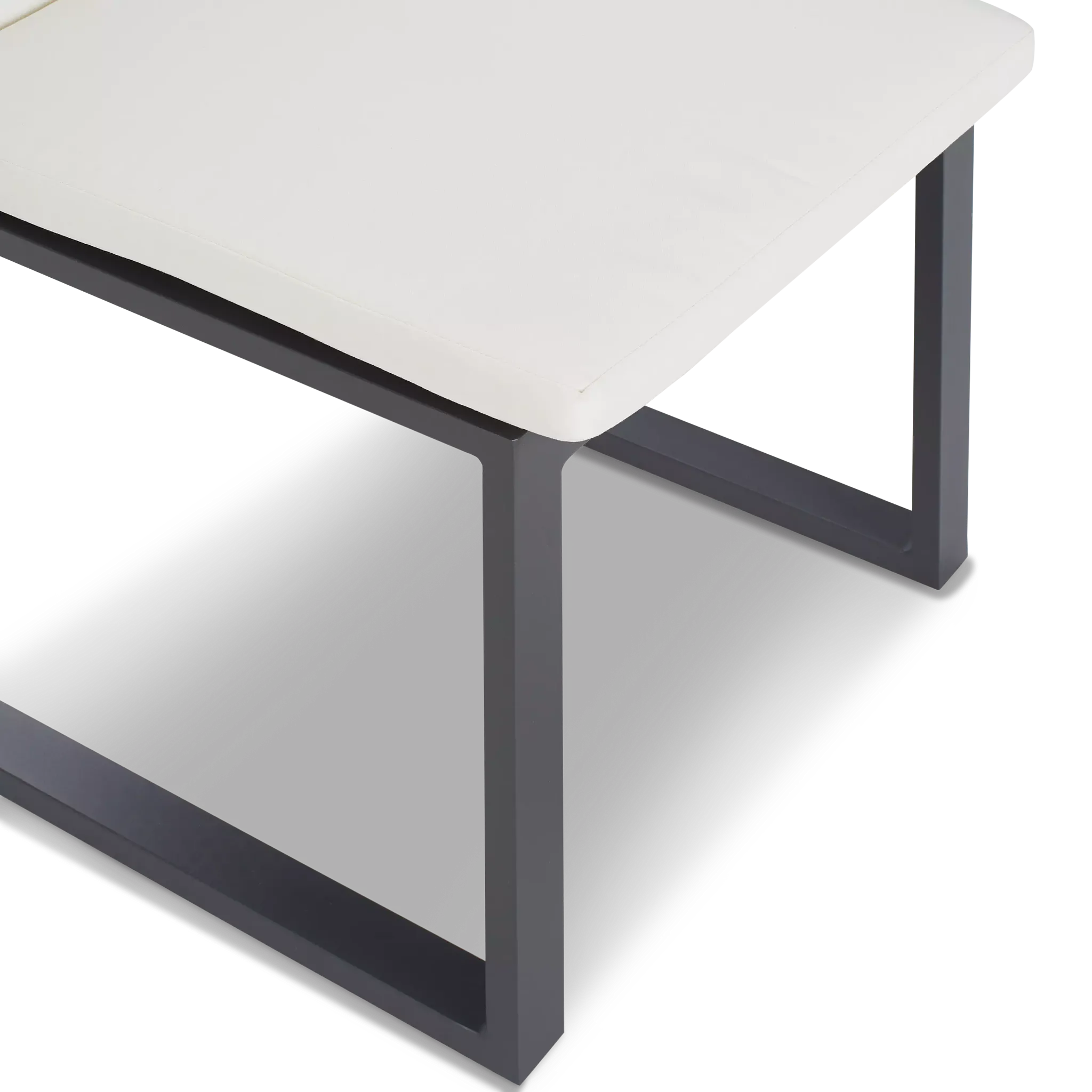 Linear Dark Gray White 110" Aluminum Table & 4 Cushioned Side Chairs