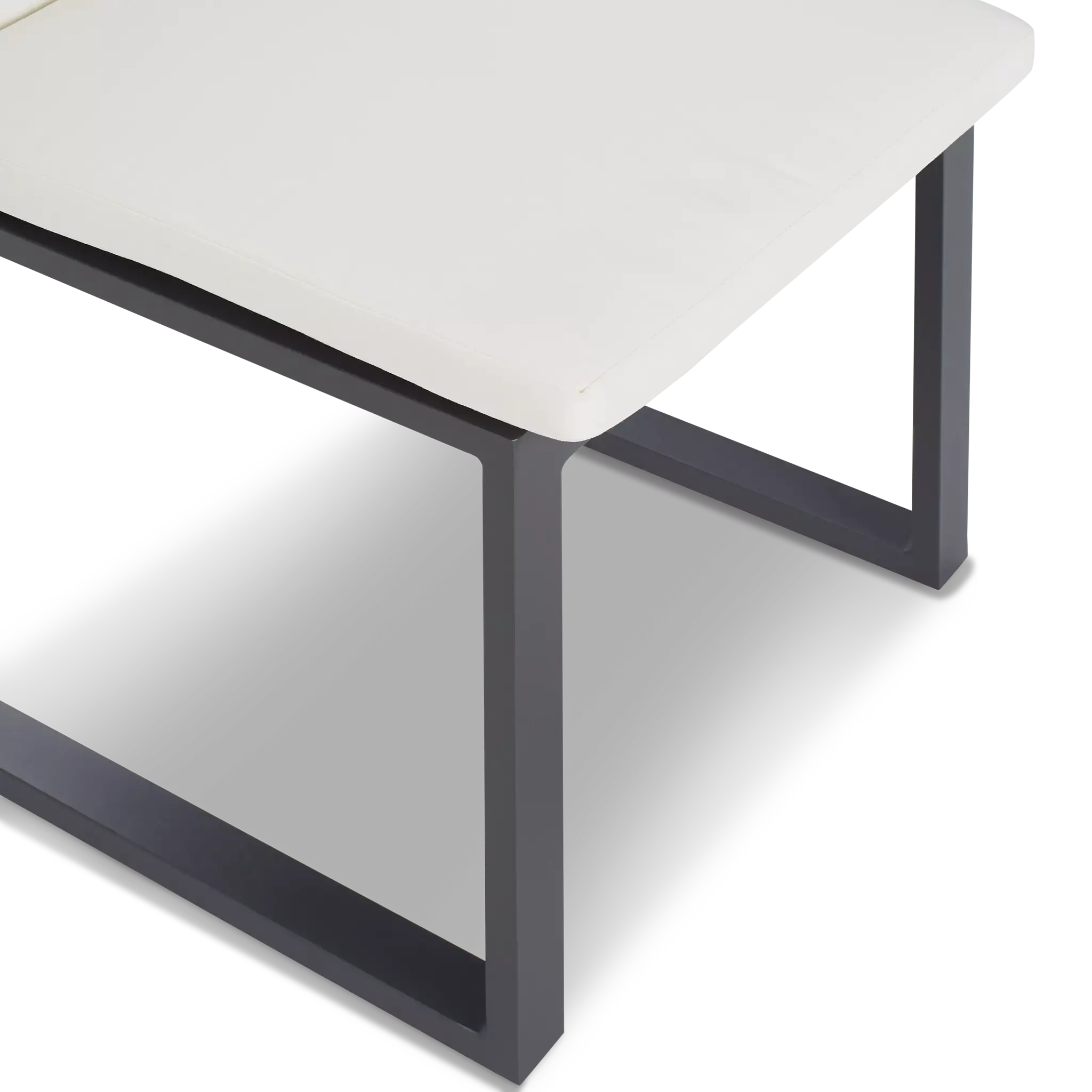 Linear Dark Gray White 110" Aluminum Table & 4 Cushioned Side Chairs Linear Dark Gray White 110" Aluminum Table & 4 Cushioned Side Chairs