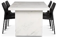 Viscaya White Rect Table & 4 Black Upholstered Chairs