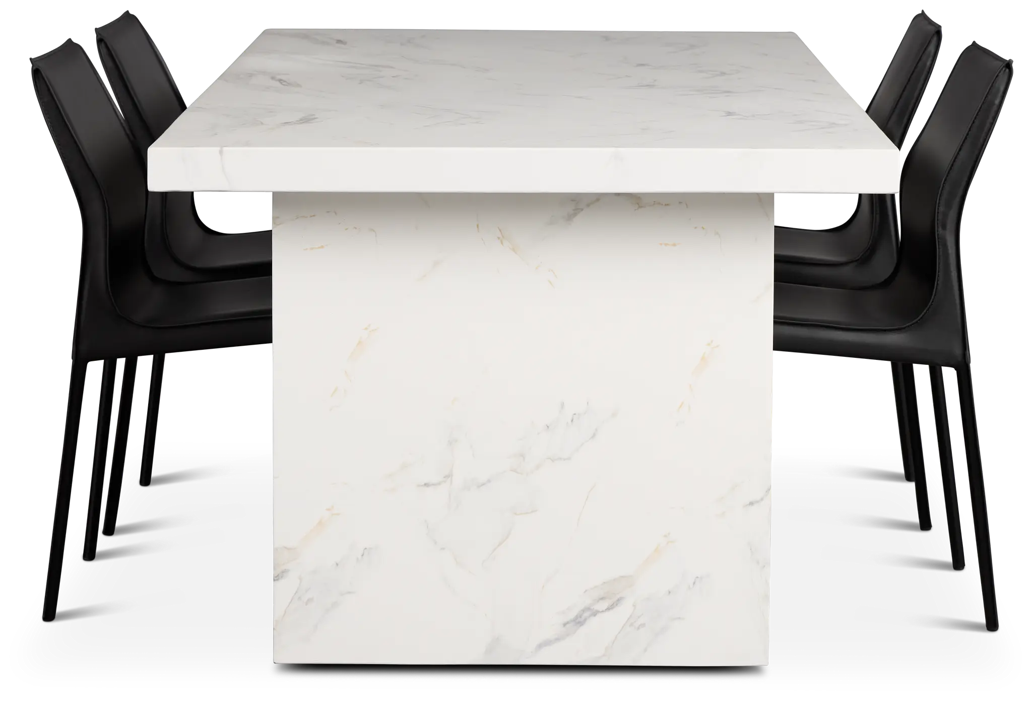 Viscaya White Rect Table & 4 Black Upholstered Chairs Viscaya White Rect Table & 4 Black Upholstered Chairs