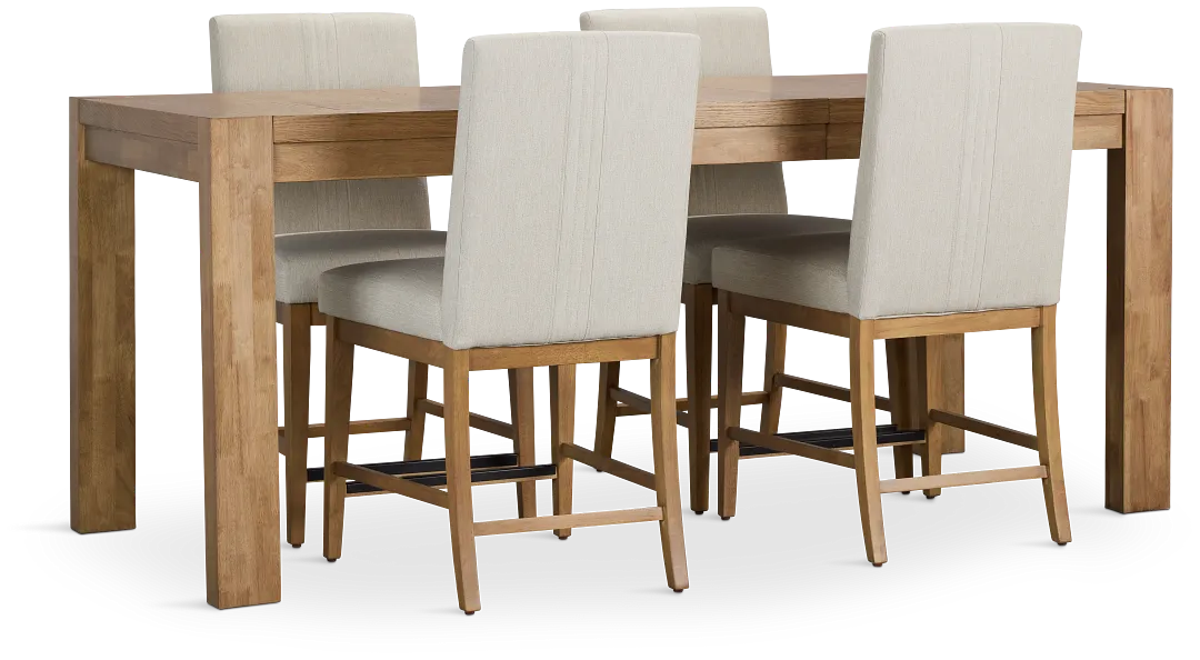 Tahoe Light Tone High Table & 4 Upholstered Barstools