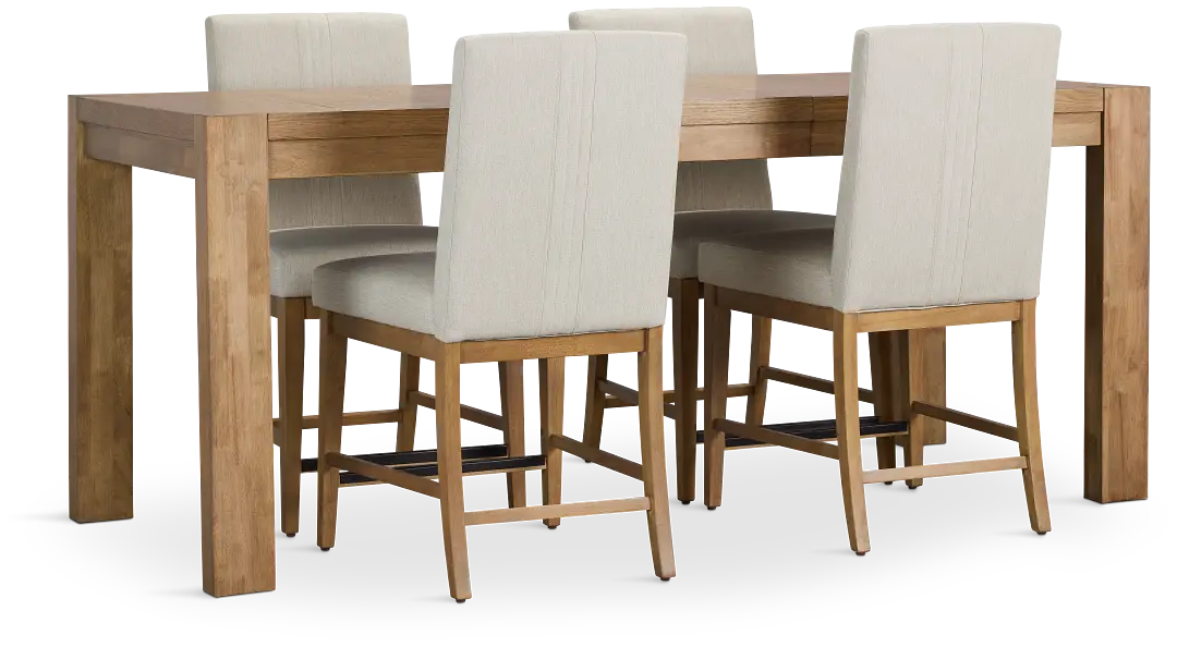 Tahoe Light Tone High Table & 4 Upholstered Barstools Tahoe Light Tone High Table & 4 Upholstered Barstools