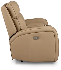 Rhett Taupe Micro Power Reclining Console Loveseat