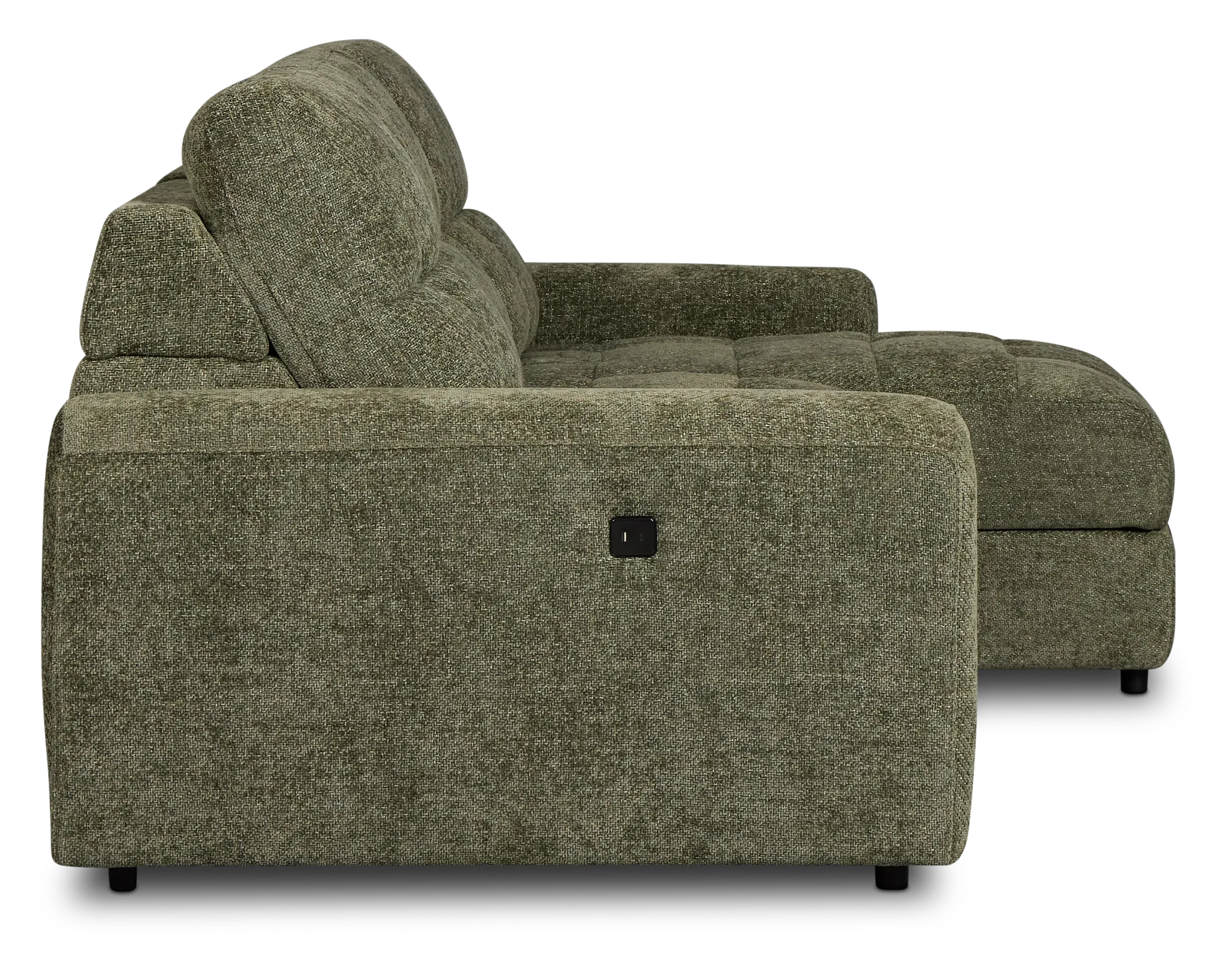 Hendrix Green Fabric Right Power Extension Chaise Sectional