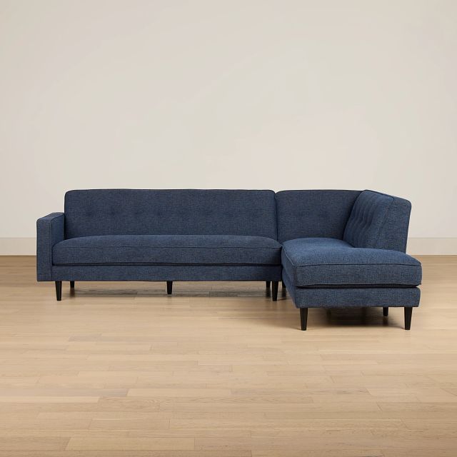 Milo Blue Fabric Small Right Bumper Sectional