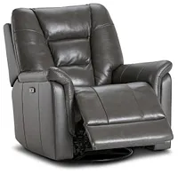 Owen Dark Gray Leather Power Glider Recliner With Power Headrest