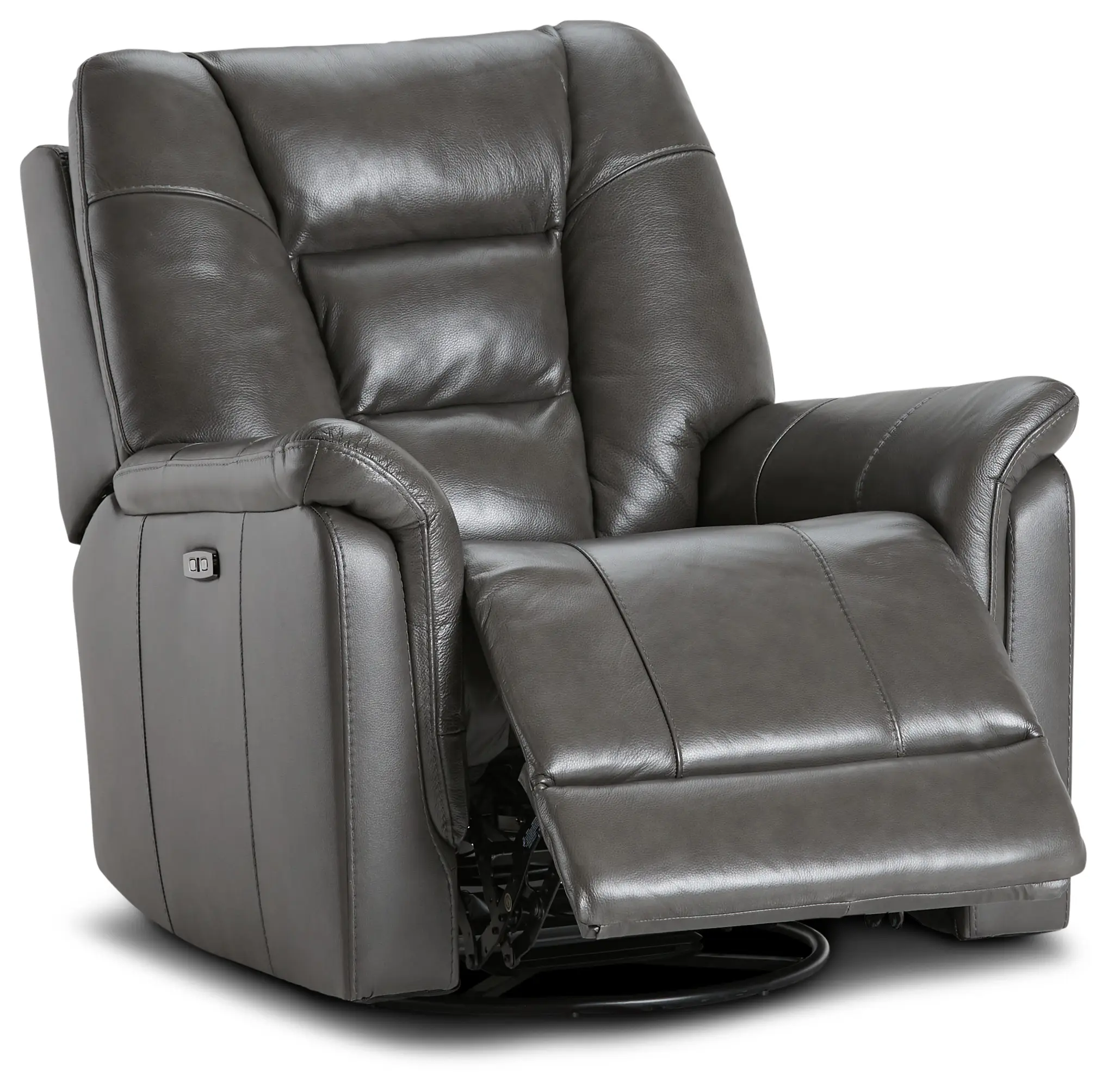 Owen Dark Gray Leather Power Glider Recliner With Power Headrest Owen Dark Gray Leather Power Glider Recliner With Power Headrest