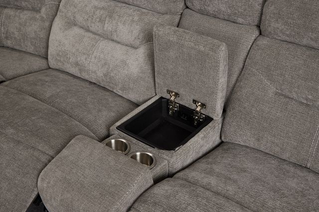 Travis Gray Fabric Large Triple Power Reclining Two-arm Sectional