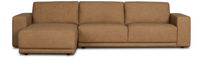 Kellan Light Brown Leather Left Chaise Sectional