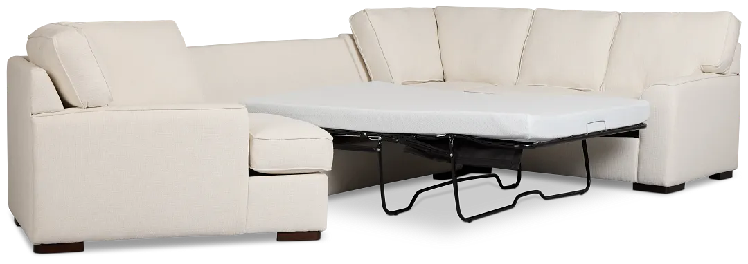Sinclair Light Beige Fabric Left Cuddler Memory Foam Sleeper Sectional