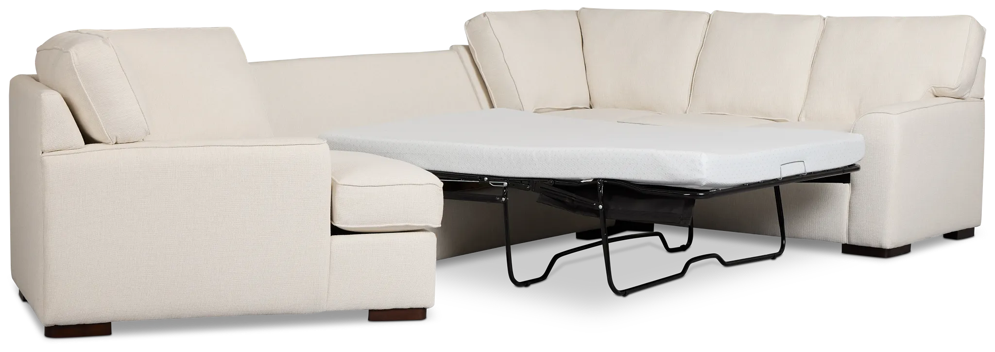 Sinclair Light Beige Fabric Left Cuddler Memory Foam Sleeper Sectional