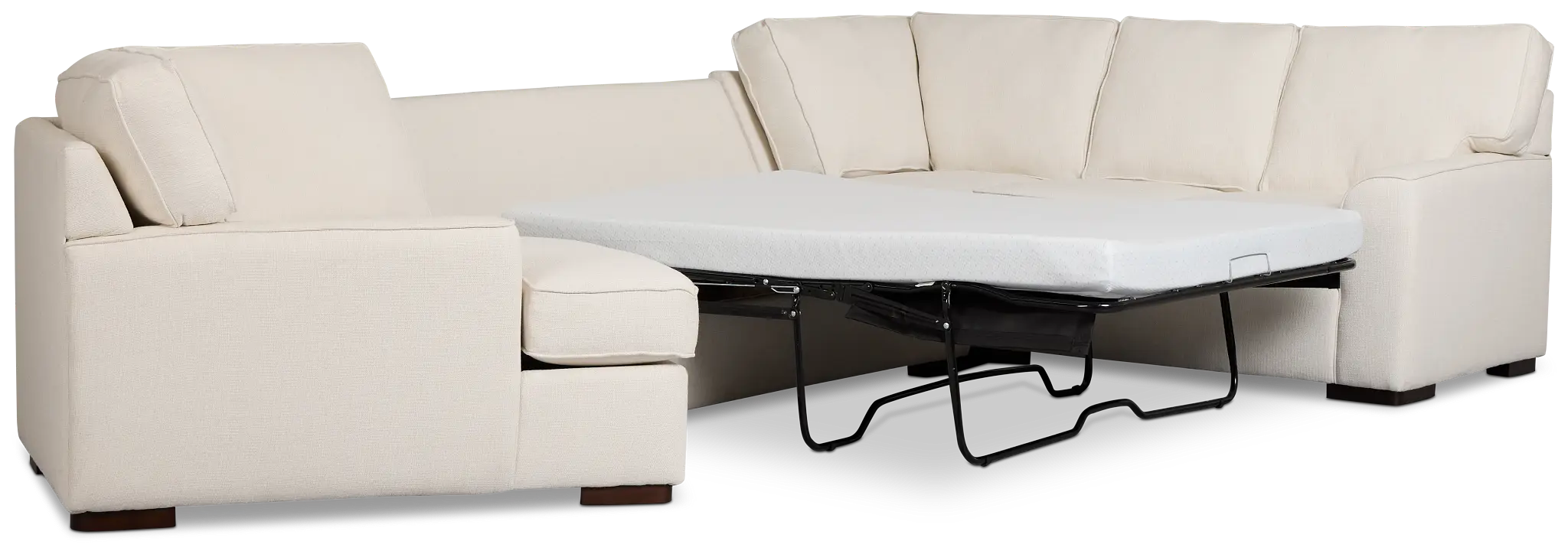 Sinclair Light Beige Fabric Left Cuddler Memory Foam Sleeper Sectional Sinclair Light Beige Fabric Left Cuddler Memory Foam Sleeper Sectional