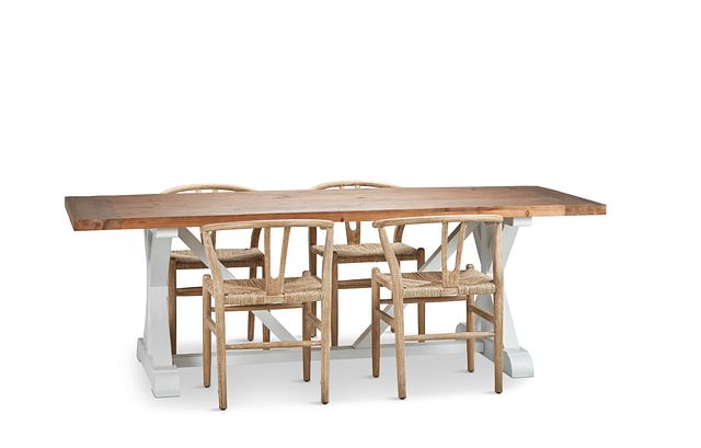 Hilton Light Tone 96" Table & 4 Wood Chairs
