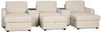 Addie Beige Fabric 6-piece Home Theater With Storage Consoles