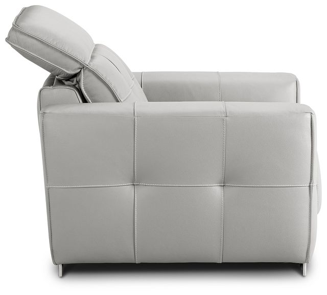 Reva Gray Leather Power Recliner With Power Headrest